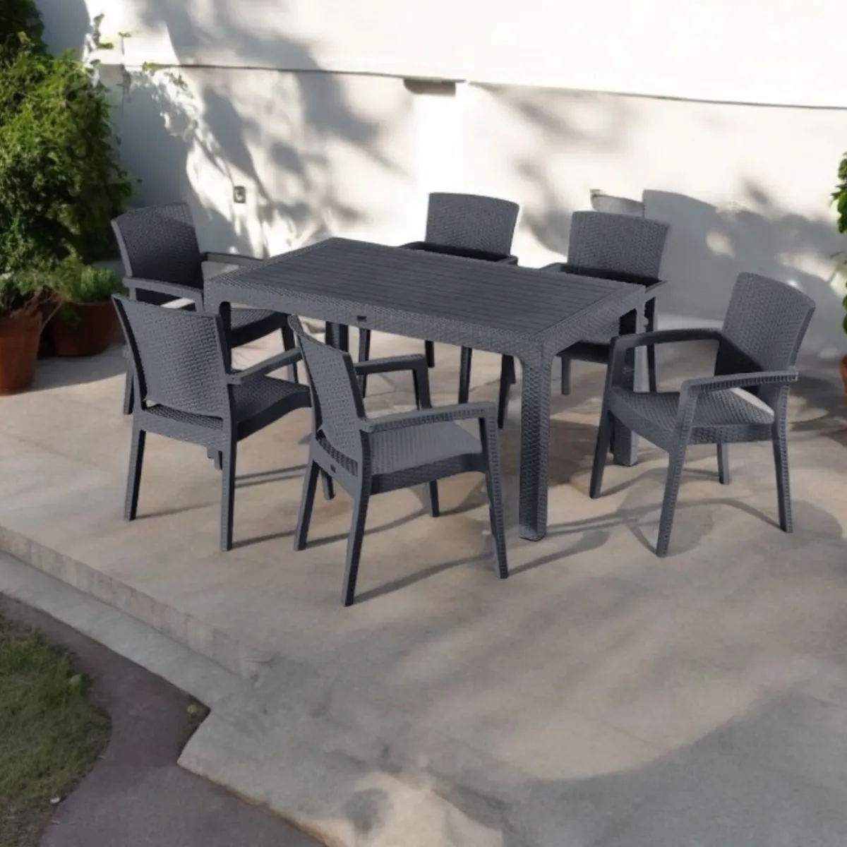 Rattan asztal 150x90cm antracit
