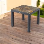 Rattan asztal színes üveg 90x90cm antracit