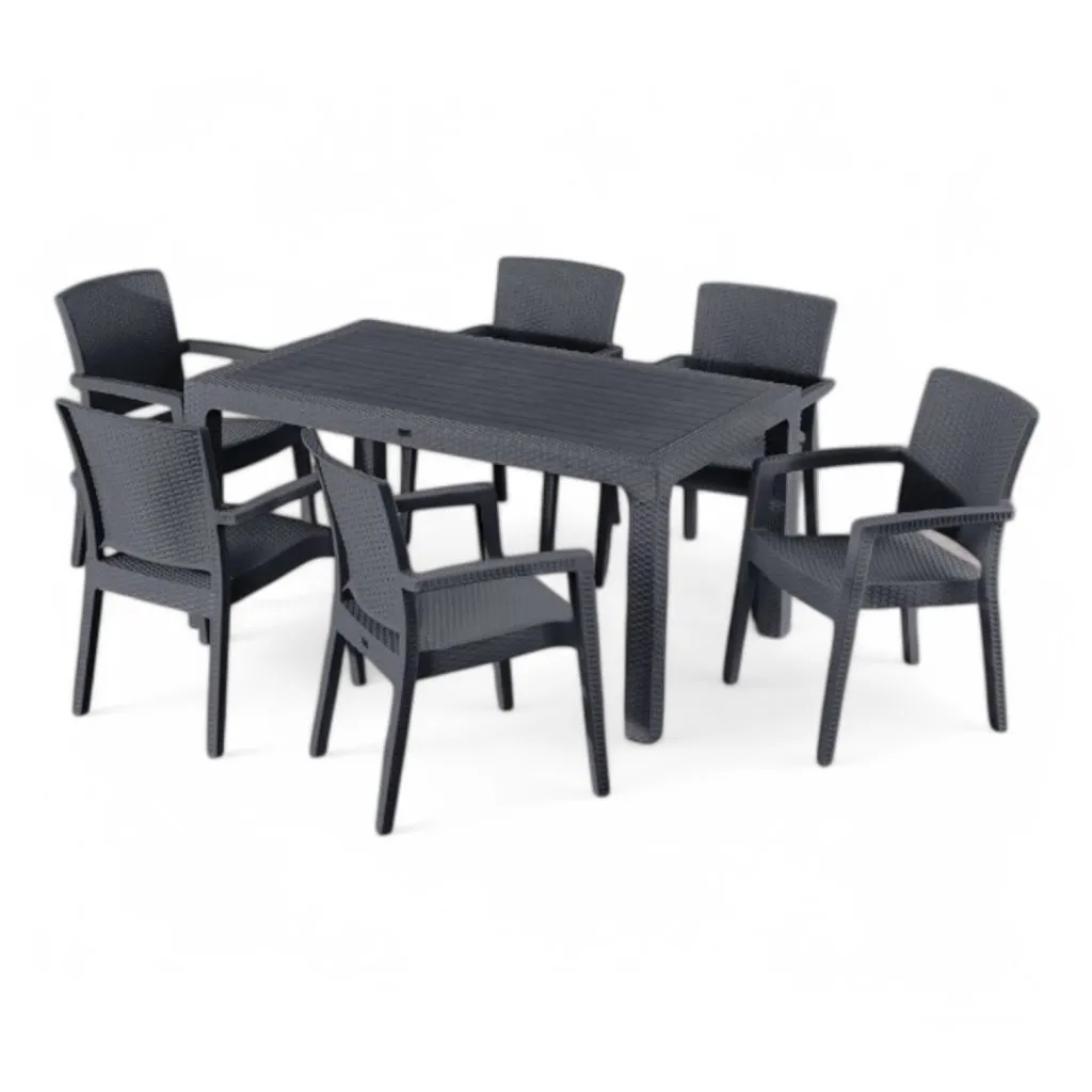 Rattan asztal 150x90cm antracit
