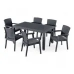 Rattan asztal 150x90cm antracit