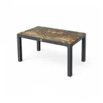 Rattan asztal színes üveg 150x90 cm antracit