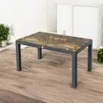Rattan asztal színes üveg 150x90cm antracit