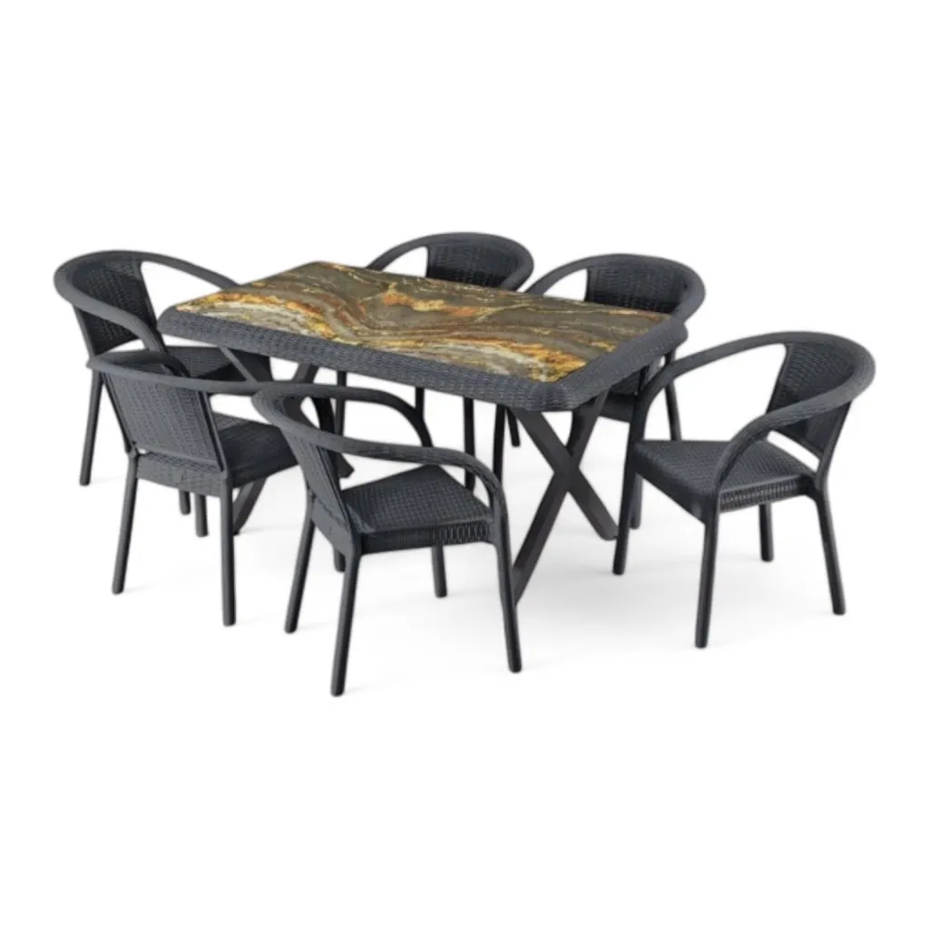 Bamboo üveglapos asztal 150x90cm antracit