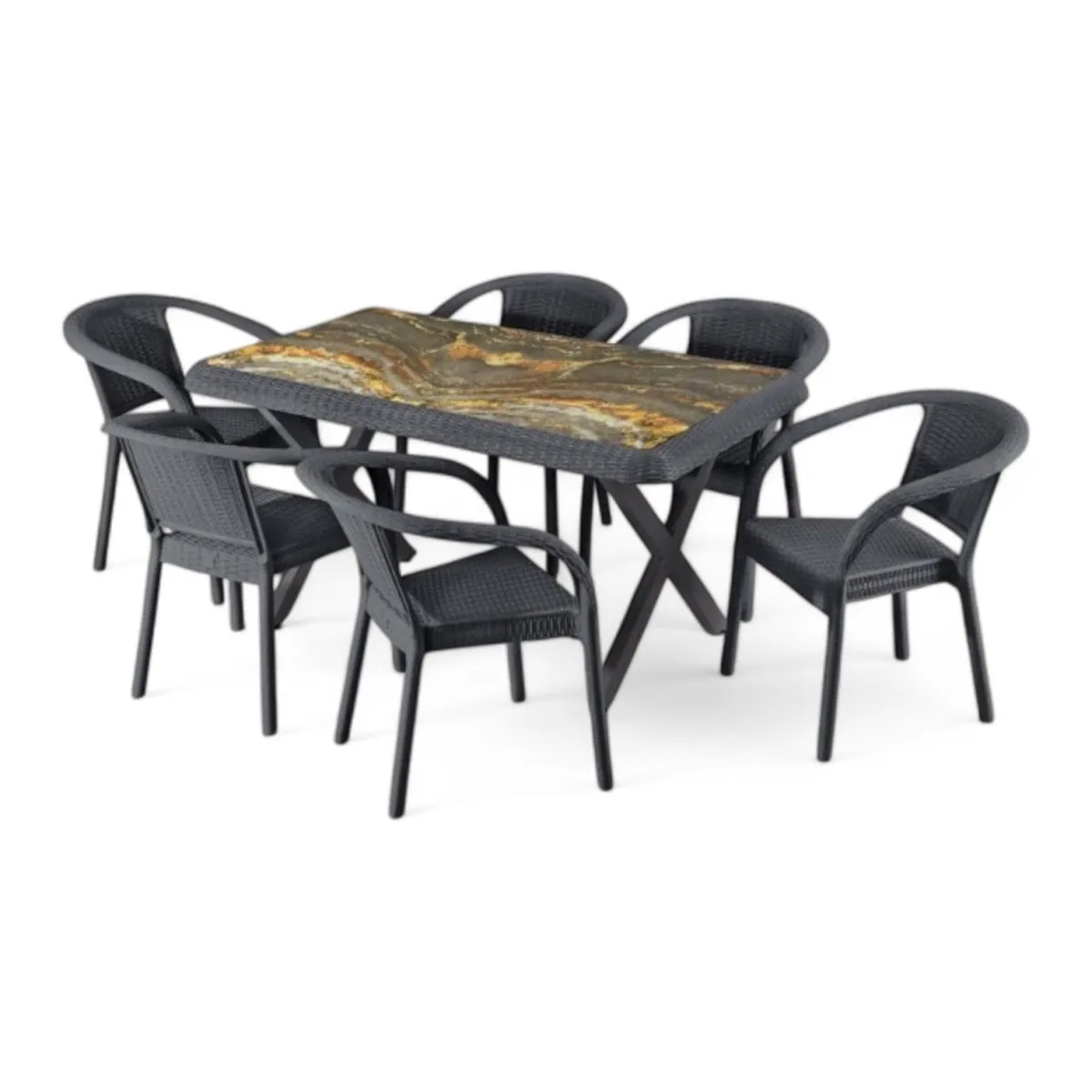 Bamboo üveglapos asztal 150x90cm antracit