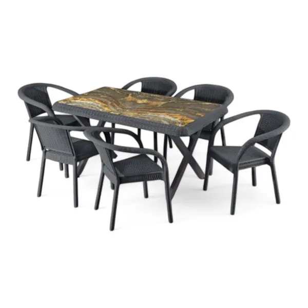 Bamboo üveglapos asztal 150x90cm antracit