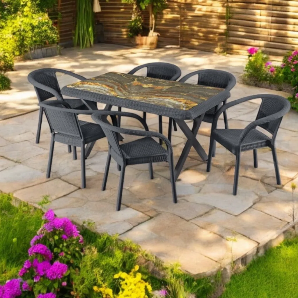 Bamboo üveglapos asztal 150x90cm antracit